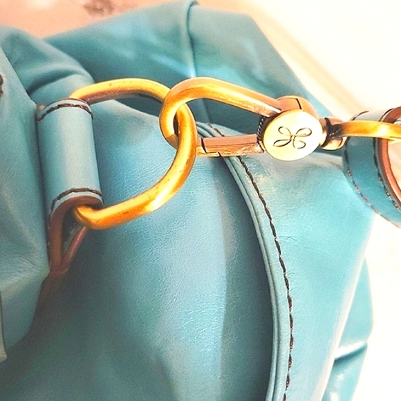 HOBO Iconic 'Sheila' Turquoise Large Leather Satchel with Wanderlust Lining - Picture 5 of 13